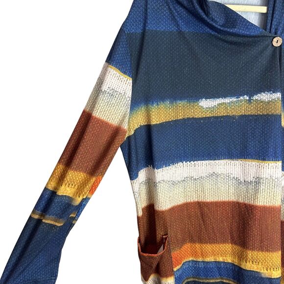 Lagenlook Cardigan Women's 3XL Multicolor Colorblock Open Front Lily Firmiana - Picture 7 of 12